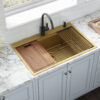 Ruvati 33 inch Polished Brass Matte Gold Workstation Drop-in Topmount Kitchen Sink Single Bowl - RVH5003GG
