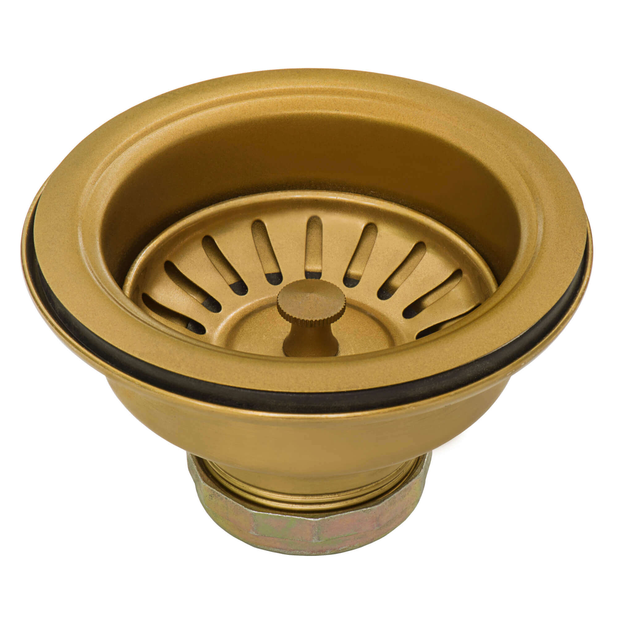 Ruvati Matte Gold Satin Brass Basket Strainer Drain Assembly for Thick Fireclay Sinks - RVA1039GG