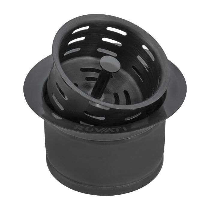 Ruvati Extended Garbage Disposal Flange with Deep Basket Strainer - Gunmetal Black Stainless Steel - RVA1049BL Ruvati Extended Garbage Disposal Flange with Deep Basket Strainer - Gunmetal Black Stainless Steel - RVA1049BL