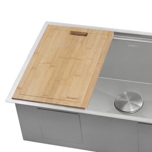Ruvati 17 x 11 inch LedgeFit Bamboo Replacement Cutting Board for Ruvati Workstation Sinks - RVA1217BAM