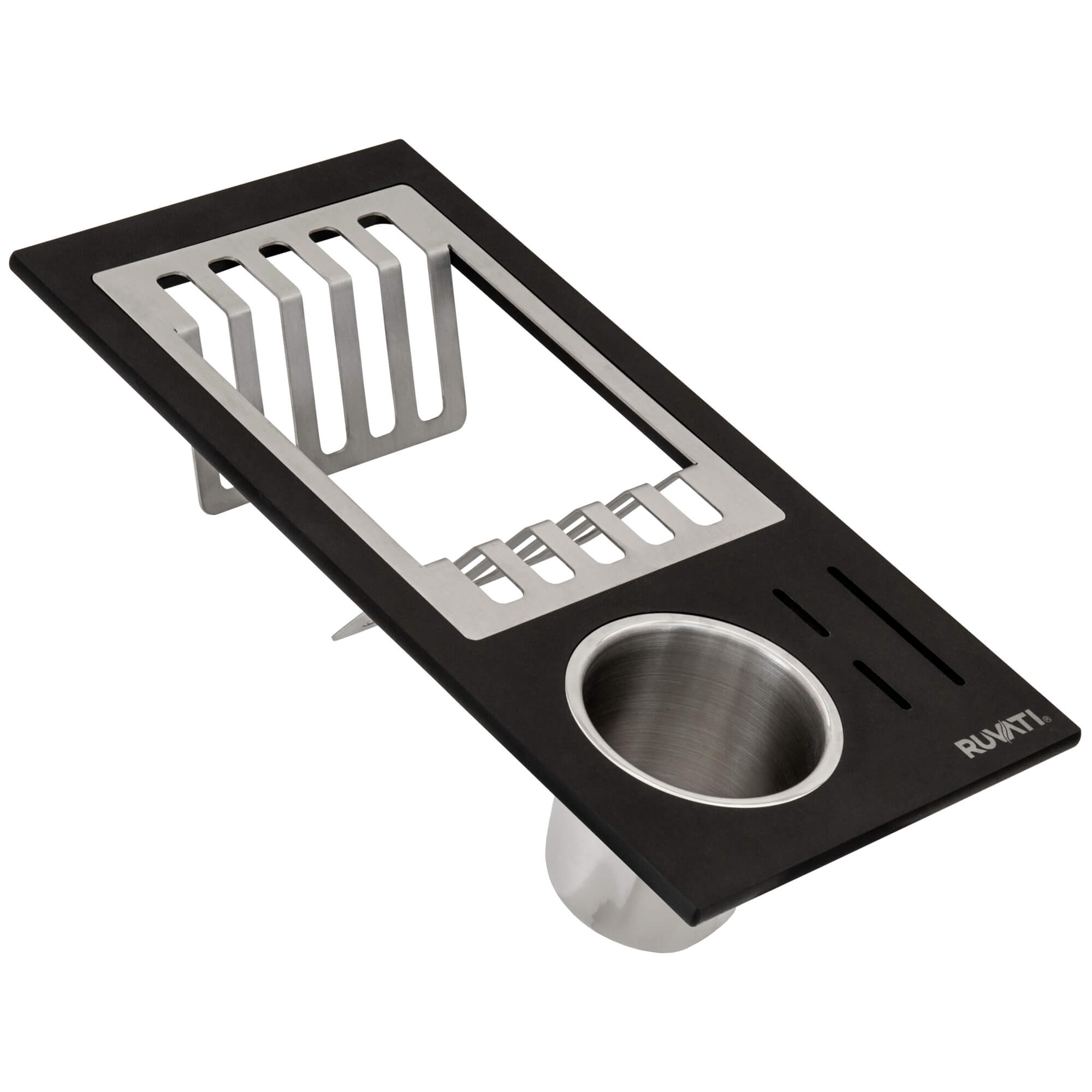 Ruvati Black Composite Dish Plate and Silverware Caddy Drying Rack for Workstation Sinks - RVA1542BWC