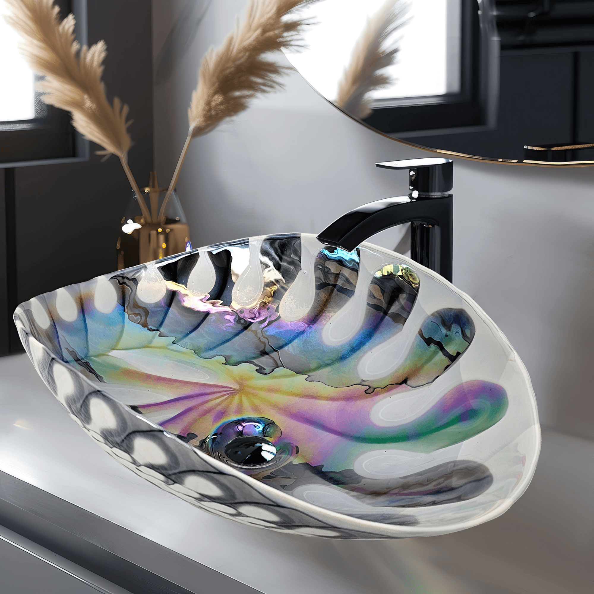 Spira Luxe Pearl White Glass Vessel Sink