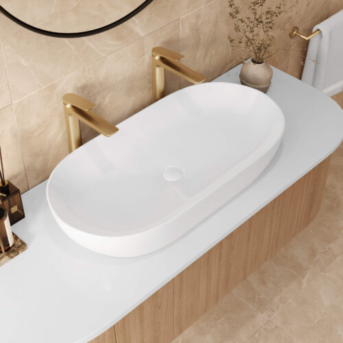 Ruvati 32 x 16 inch Bathroom Vessel Sink White Oval Above Counter Vanity Porcelain Ceramic - RVB0432