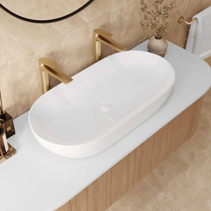 Ruvati 32 x 16 inch Bathroom Vessel Sink White Oval Above Counter Vanity Porcelain Ceramic - RVB0432