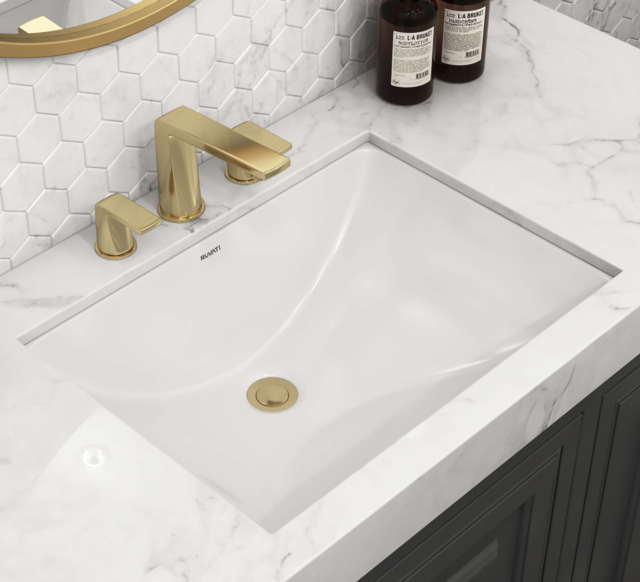 White Rectangular Undermount Vanity Sink Ceramic