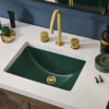 Ruvati 17 x 12 inch Undermount Bathroom Vanity Sink Emerald Green Rectangular Porcelain Ceramic with Overflow - RVB0718EG