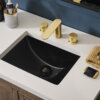Ruvati 18 x 13 inch Undermount Bathroom Sink Black Rectangular Porcelain Ceramic with Overflow - RVB0720BK