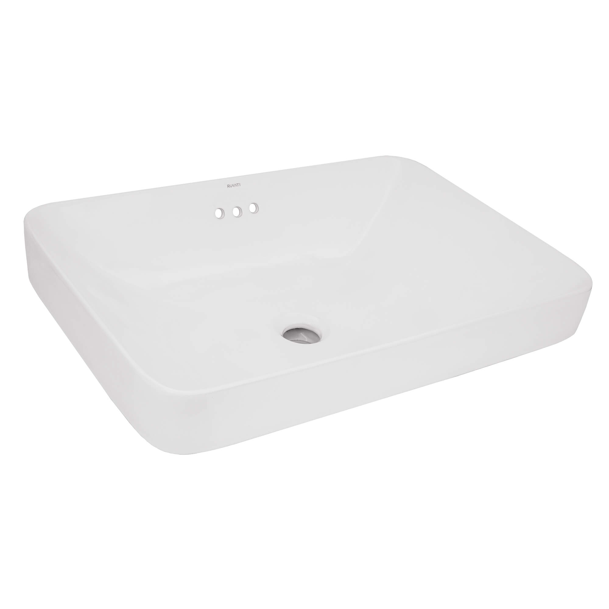 White Rectangular Drop-in Bathroom Ceramic Sink