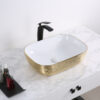 White Gold Bathroom Vessel Sink Top Vanity