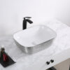 Silver Top vanity Bathroom Vessel Sink White