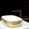 Ruvati 19-inch Matte Gold and White Bathroom Vessel Sink epiStone Solid Surface - RVB2113GW