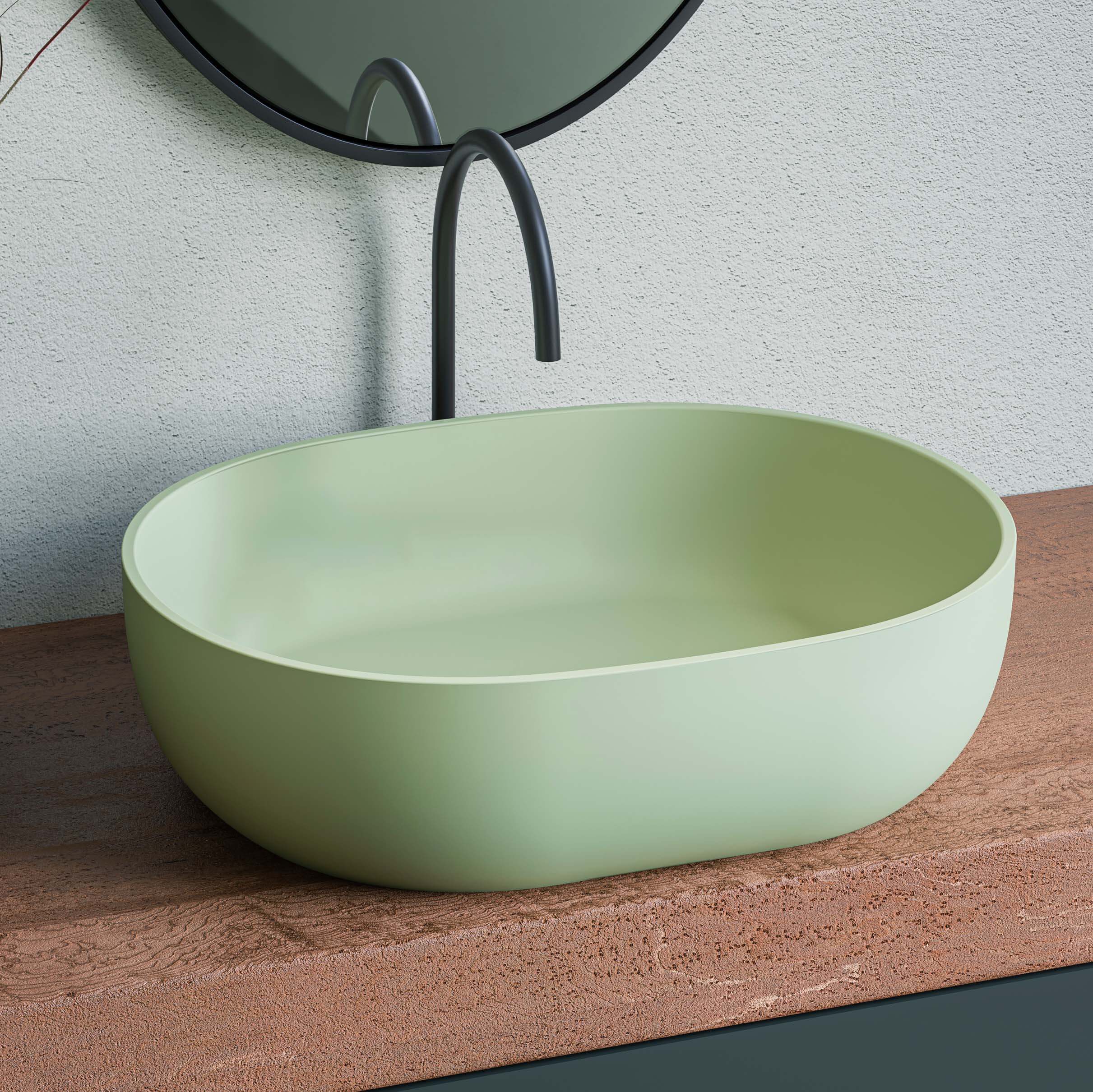 Avocado Green Bathroom Vessel Sink
