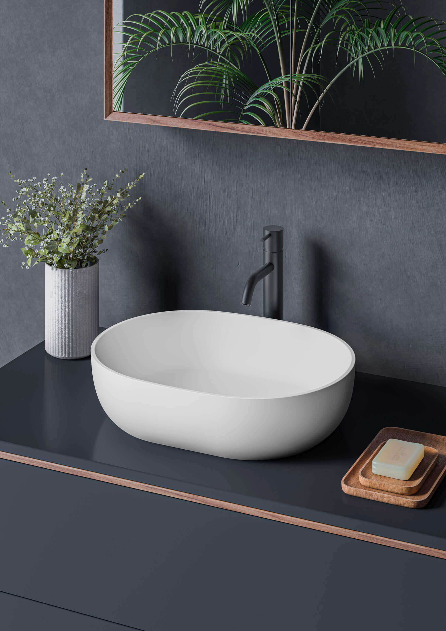 RVB2119WH-01 EpiStone by Ruvati: Benefits of Solid Surface Bathroom Products
