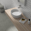 Ruvati 19 x 14 inch Fluted Vessel Bathroom Sink epiStone Solid Surface Modern Oval Matte White - RVB2819WH