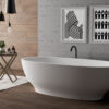 Ruvati 69-inch White epiStone Solid Surface Oval Freestanding Bath Tub Viola - RVB6732WH