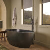 Ruvati 59-inch Matte Black epiStone Solid Surface Oval Freestanding Bath Tub Canali - RVB6744BK Ruvati 59-inch Matte Black epiStone Solid Surface Oval Freestanding Bath Tub Canali - RVB6744BK