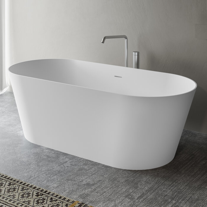 White Oval Freestanding Matte Bathtub
