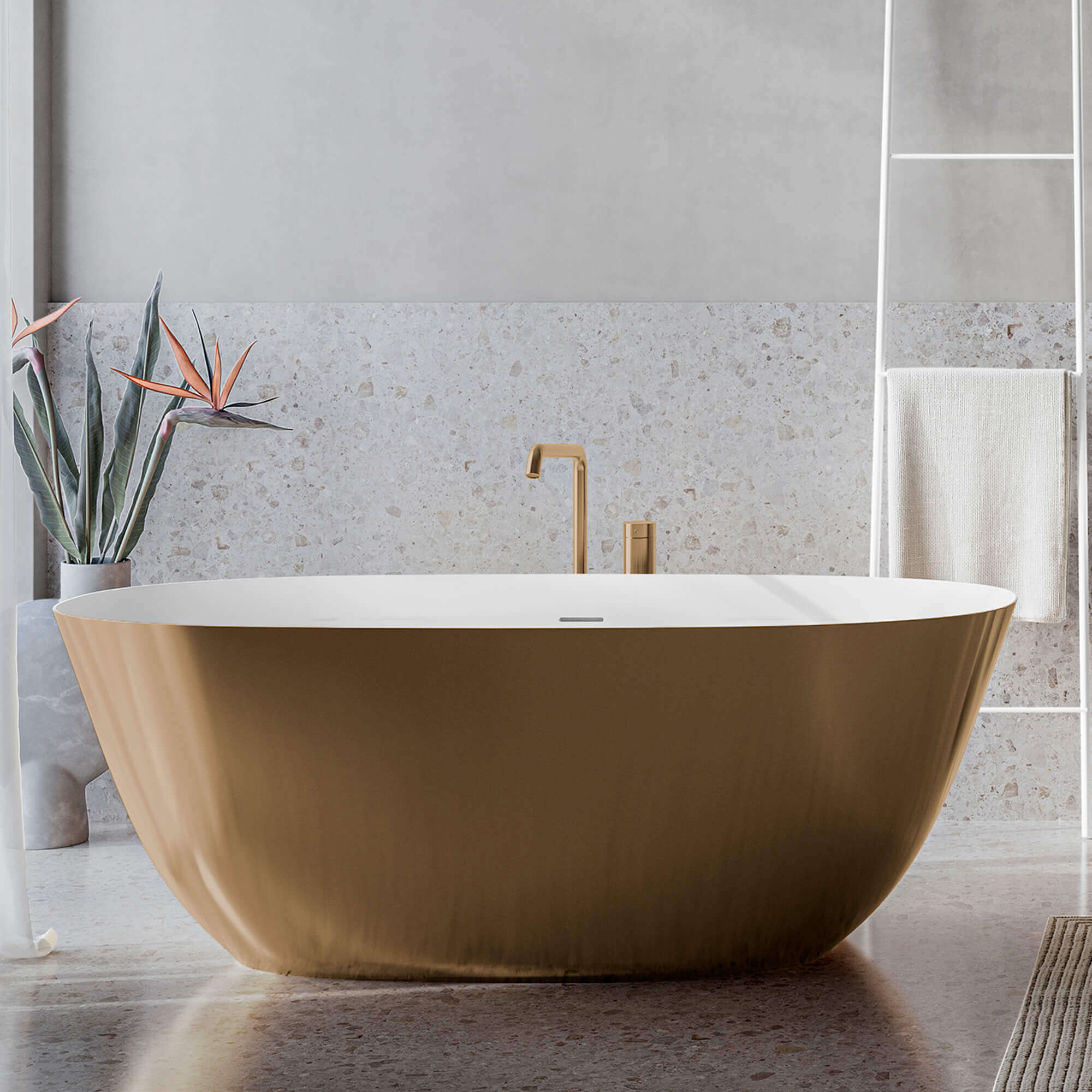 White Gold Matte Freestanding Bathtub