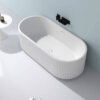 Ruvati 67-inch Fluted Freestanding Soaking Bathtub epiStone Solid Surface Modern Matte White - RVB6792WH