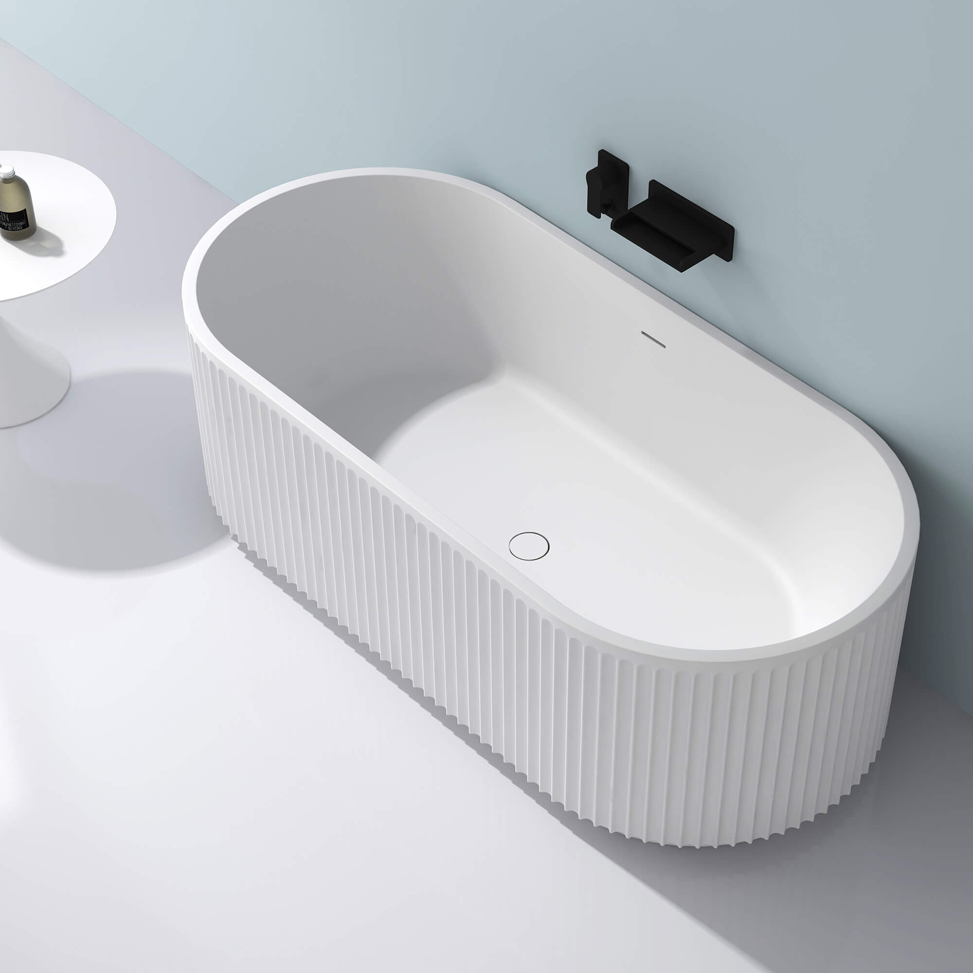 Matte Fluted White Freestanding Bathtub