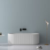 Ruvati 59-inch Fluted Freestanding Soaking Bathtub epiStone Solid Surface Modern Matte White - RVB6799WH
