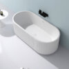 Ruvati 59-inch Fluted Freestanding Soaking Bathtub epiStone Solid Surface Modern Matte White - RVB6799WH