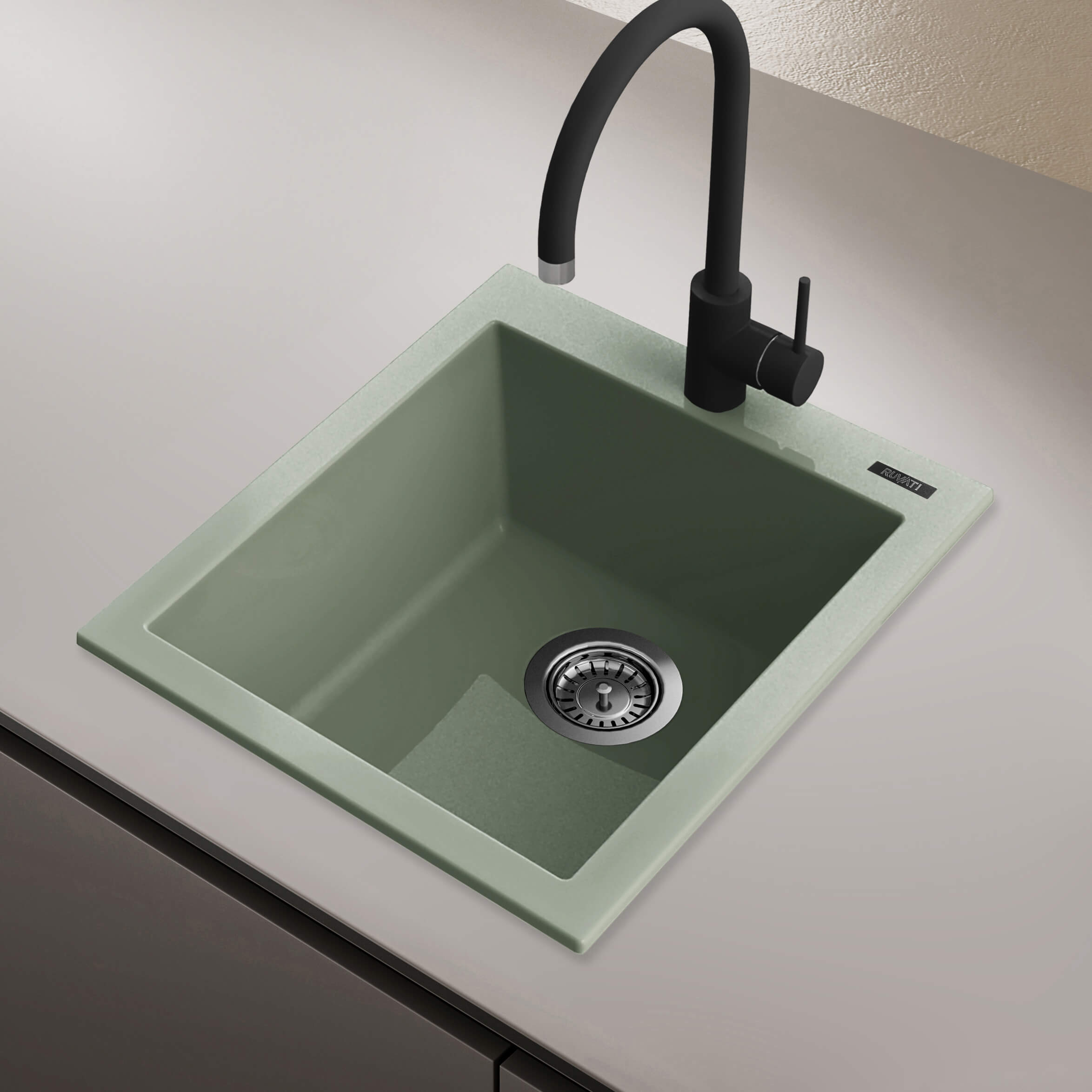 Sage Green Drop-in Granite Sink