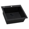Ruvati 23 x 20 inch epiGranite Drop-in Topmount Granite Composite Single Bowl Kitchen Sink - Midnight Black - RVG1023BK