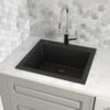 Ruvati 23 x 20 inch epiGranite Drop-in Topmount Granite Composite Single Bowl Kitchen Sink - Midnight Black - RVG1023BK