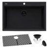 Ruvati 30 x 20 inch epiGranite Drop-in Topmount Granite Composite Single Bowl Kitchen Sink - Midnight Black - RVG1030BK