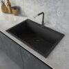 Ruvati 30 x 20 inch epiGranite Drop-in Topmount Granite Composite Single Bowl Kitchen Sink - Midnight Black - RVG1030BK
