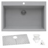 Ruvati 30 x 20 inch epiGranite Drop-in Topmount Granite Composite Single Bowl Kitchen Sink - Silver Gray - RVG1030GR