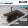 Ruvati 33 x 22 inch epiGranite Drop-in Topmount Granite Composite Single Bowl Kitchen Sink - Espresso Brown - RVG1033ES