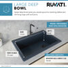 Ruvati 33 x 22 inch Granite Composite Drop-in Topmount Single Bowl Kitchen Sink - Catalina Blue - RVG1033LU