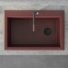 Ruvati 33 x 22 inch Granite Composite Drop-in Topmount Single Bowl Kitchen Sink - Carnelian Red - RVG1033RD