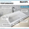 Ruvati 33 x 22 inch epiGranite Drop-in Topmount Granite Composite Single Bowl Kitchen Sink - Arctic White - RVG1033WH