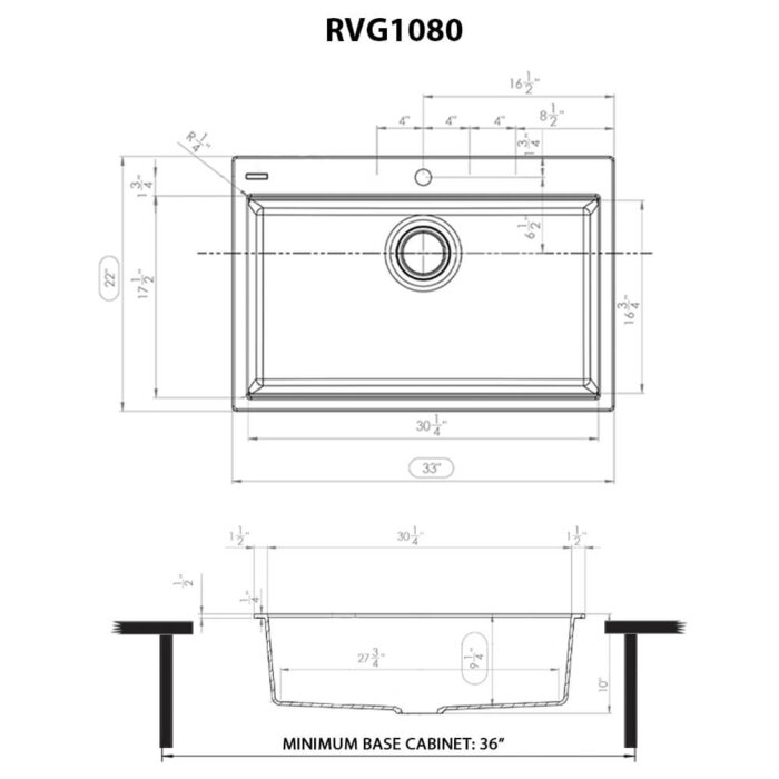 Ruvati 33 x 22 inch epiGranite Drop-in Topmount Granite Composite Single Bowl Kitchen Sink - Silver Gray - RVG1080GR