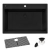 Ruvati 33 x 22 inch epiGranite Drop-in Topmount Granite Composite Single Bowl Kitchen Sink - Midnight Black - RVG1080BK Ruvati 33 x 22 inch epiGranite Drop-in Topmount Granite Composite Single Bowl Kitchen Sink - Midnight Black - RVG1080BK