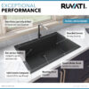 Ruvati 33 x 22 inch epiGranite Drop-in Topmount Granite Composite Single Bowl Kitchen Sink - Midnight Black - RVG1080BK Ruvati 33 x 22 inch epiGranite Drop-in Topmount Granite Composite Single Bowl Kitchen Sink - Midnight Black - RVG1080BK