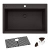 Ruvati 33 x 22 inch epiGranite Drop-in Topmount Granite Composite Single Bowl Kitchen Sink - Espresso Brown - RVG1080ES