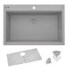 Ruvati 33 x 22 inch epiGranite Drop-in Topmount Granite Composite Single Bowl Kitchen Sink - Silver Gray - RVG1080GR