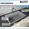 Ruvati 33 x 22 inch epiGranite Drop-in Topmount Granite Composite Single Bowl Kitchen Sink - Silver Gray - RVG1080GR