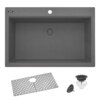 Ruvati 33 x 22 inch epiGranite Drop-in Topmount Granite Composite Single Bowl Kitchen Sink - Urban Gray - RVG1080UG