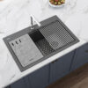 Ruvati 33-inch Granite Composite Workstation Drop-in Topmount Kitchen Sink Urban Gray - RVG1302UG