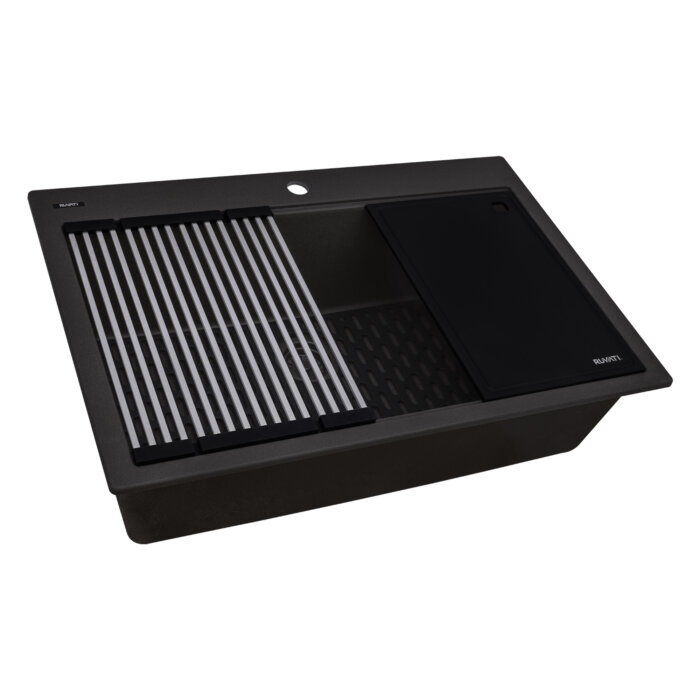 Espresso Brown Drop-in Granite Workstation Sink