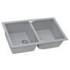 Ruvati 34 x 20 inch epiGranite Dual-Mount Granite Composite Double Bowl Kitchen Sink - Silver Gray - RVG1319GR