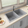 Ruvati 34 x 20 inch epiGranite Dual-Mount Granite Composite Double Bowl Kitchen Sink - Silver Gray - RVG1319GR