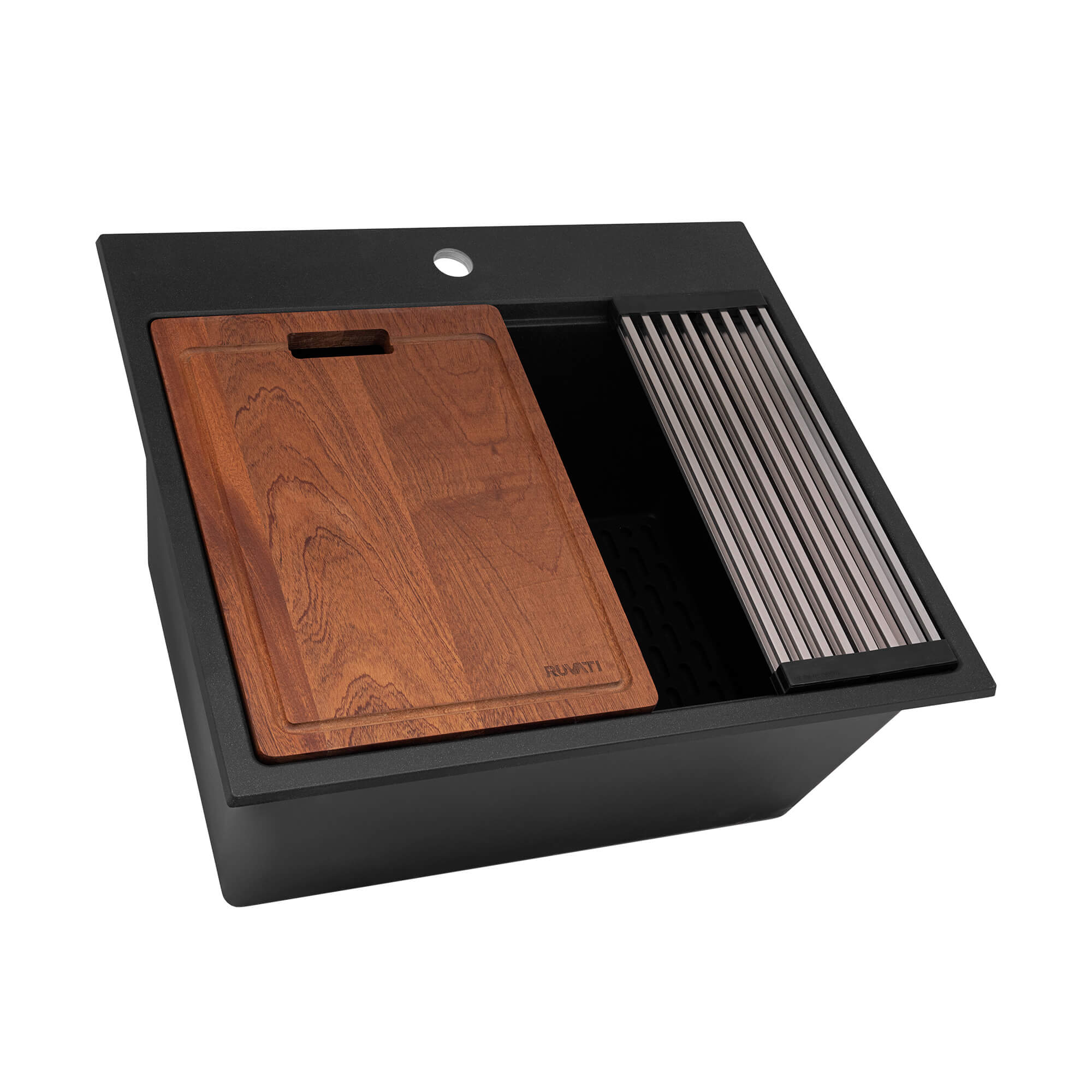 Charcoal Black Topmount Workstation Laundry Sink