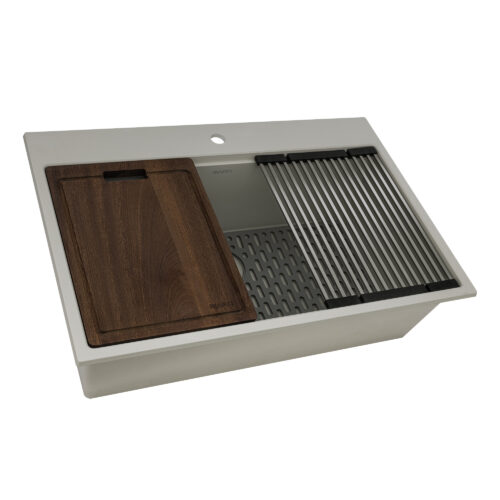 Warm White Topmount Workstation Kitchen Sink