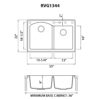 Ruvati 33 x 22 inch epiGranite Dual-Mount Granite Composite Double Bowl Kitchen Sink - Caribbean Sand - RVG1344CS
